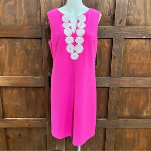 Jessica Howard Pink Dress with White Lace Detail